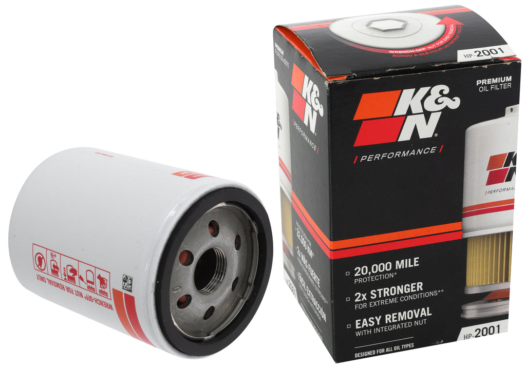 K&N HP-2001 Oil Filter for Select AM General Hummer, Buick Century, Buick Commercial Chassis, Buick Electra, Buick Regal, Buick Roadmaster, Buick Skyhawk, Buick Skylark, Cadillac Cimarron, Cadillac Commercial Chassis, Cadillac DeVille, Cadillac Escalade,