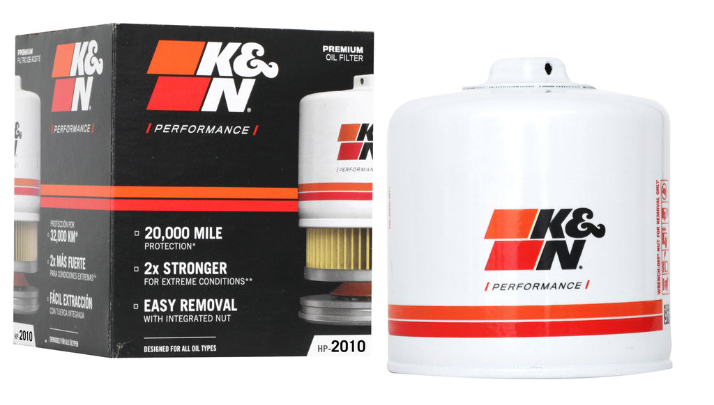 K&N HP-2010 Oil Filter for Select Blue Bird Vision School Bus, Cadillac STS, Cadillac XLR, Chevrolet Silverado HD, Chevrolet Silverado HD, Chrysler 300, Chrysler Aspen, Chrysler Cirrus, Chrysler Sebring, Dodge Avenger, Dodge Caliber, Dodge Challenger,