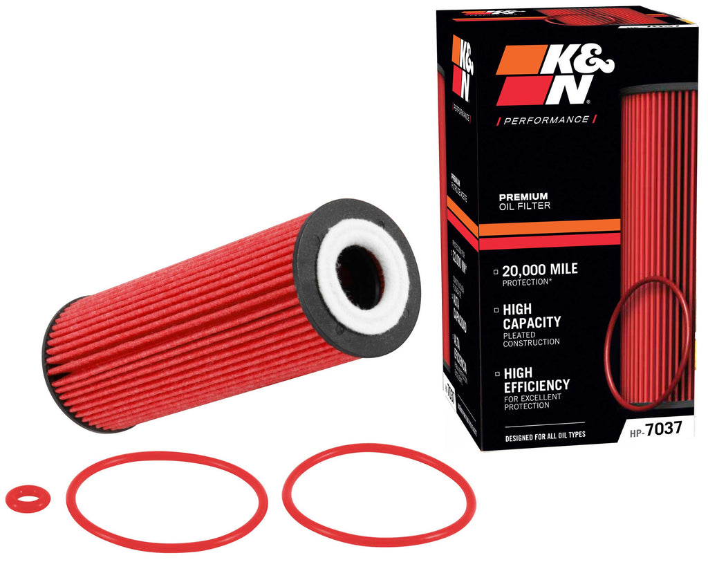 K&N HP-7037 Oil Filter for Select Ford Bronco, Ford Edge, Ford Explorer, Ford F-150, Ford Fusion, Ford Mustang, Ford Police Interceptor Utility, Ford Ranger, Lincoln Aviator, Lincoln Continental, Lincoln MKX, Lincoln MKZ, Lincoln Nautilus