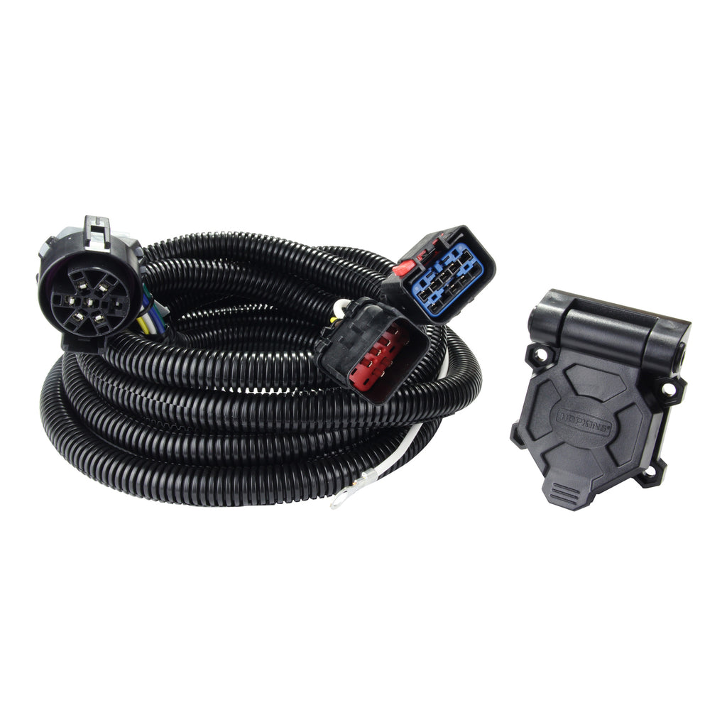 Husky Towing 30345 5th Wheel Wire Harness 7 Way Round Plug In 7 Blade 90 Degree Angle for Select Dodge Ram 2500, Dodge Ram
