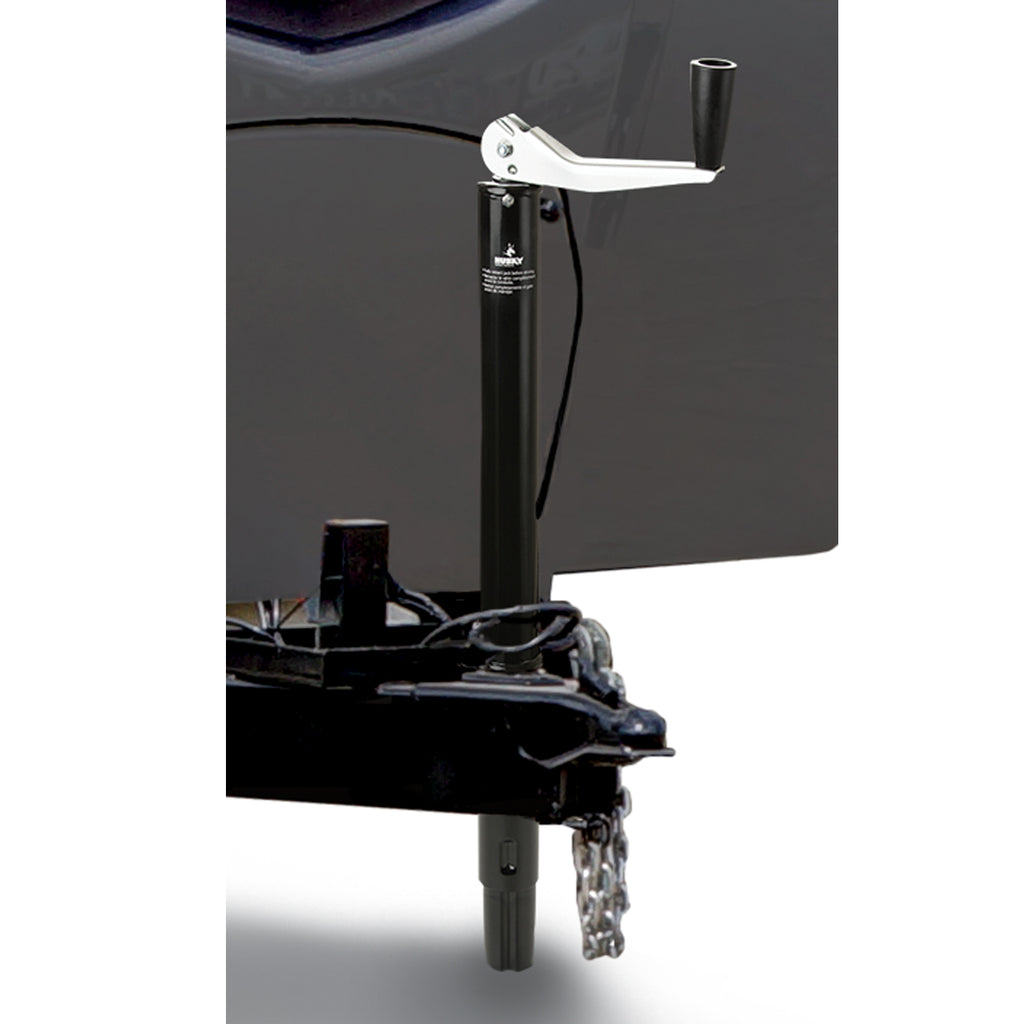 Husky Towing 30775 Man Top Wind Rnd A Frame Jack 2K Tong 2-1/4" Outside Dia Bolt-On or Weld-On Blak
