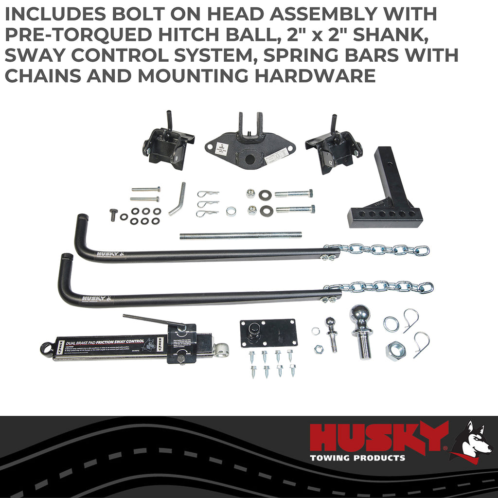 Husky Towing 30849 Rnd Bar 1200 LB Tong With 10" Shank With 2-5/16" Ball With Sway Control Package