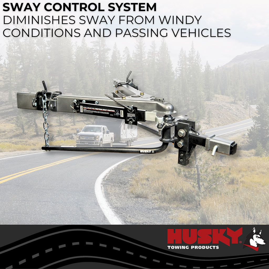 Husky Towing 30849 Rnd Bar 1200 LB Tong With 10" Shank With 2-5/16" Ball With Sway Control Package