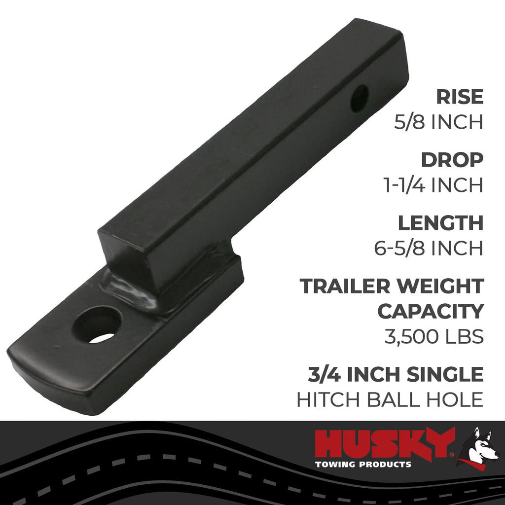 Husky Towing 31341 1-1/4" Recvr 3500 LB Cap 1-1/4" Drop 5/8" Rise 6-5/8" Shank Lgth W/O Ball Steel