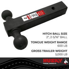 Load image into Gallery viewer, Husky Towing 31354 Fits 2" Recvr Welded 2" Ball &amp; 2-5/16" Ball 5K Gross Wt 8" Solid Shank Steel Blk