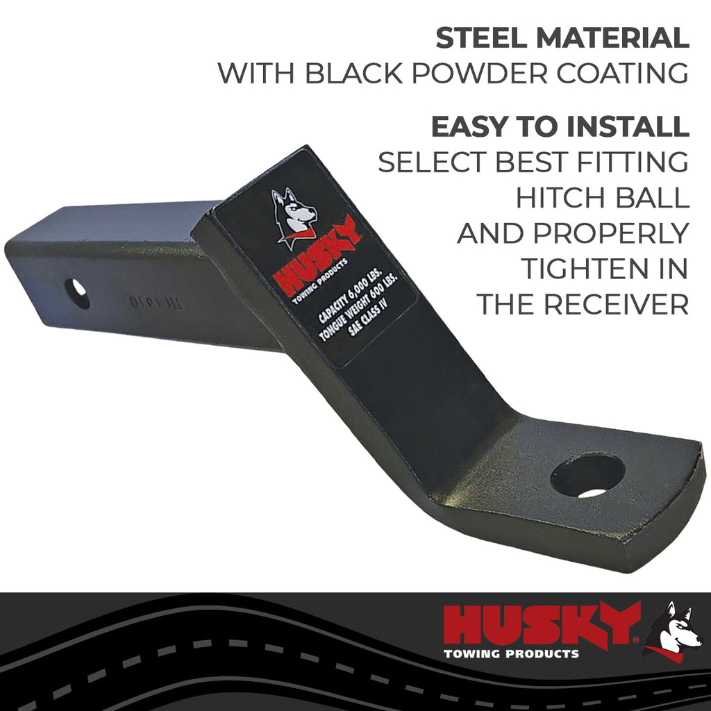Husky Towing 31358 Fits 2" Recvr 5K Gross Wt 4-1/4" Drop/3" Rise 10" Shank Lgth W/O Ball Steel