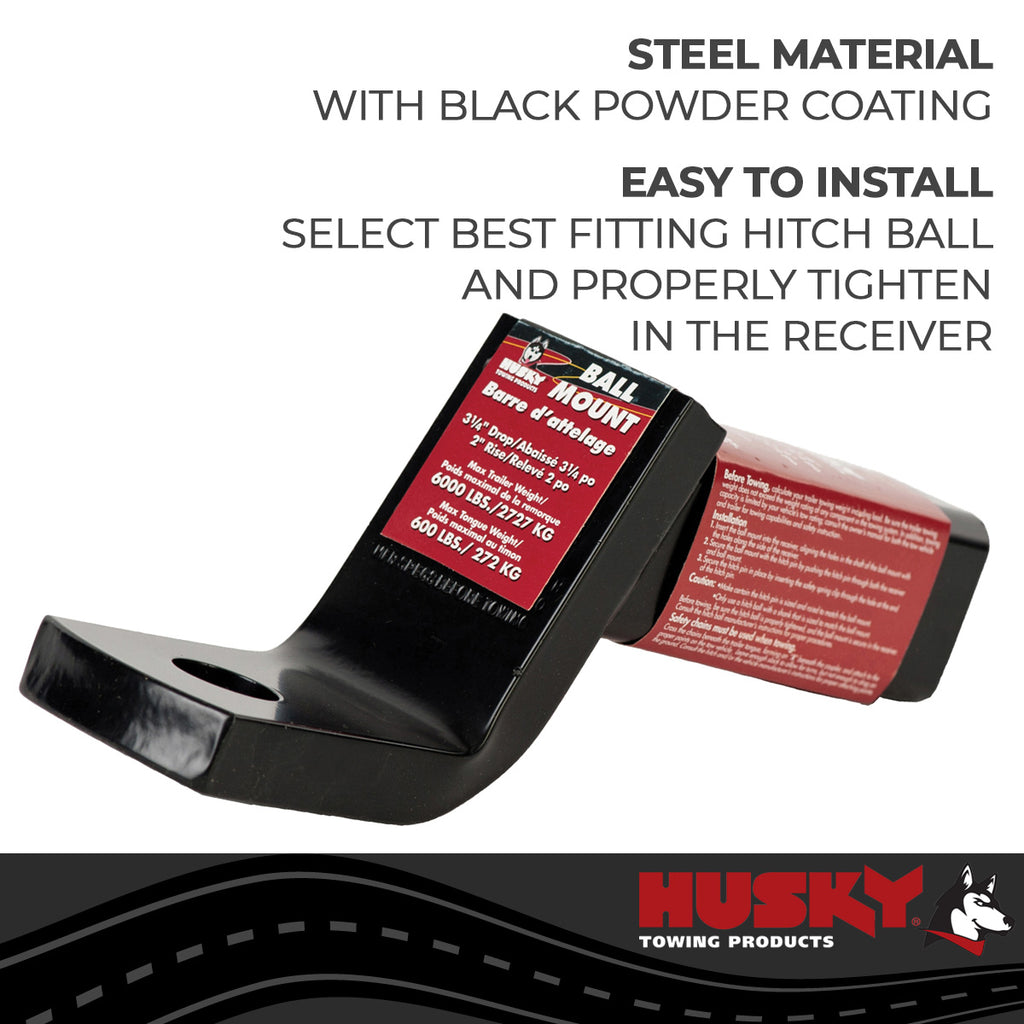 Husky Towing 31359 Fits 2" Recvr 6K Gross Wt 3-1/4" Drop/2" Rise 6-3/4" Shank Lgth W/O Ball Steel
