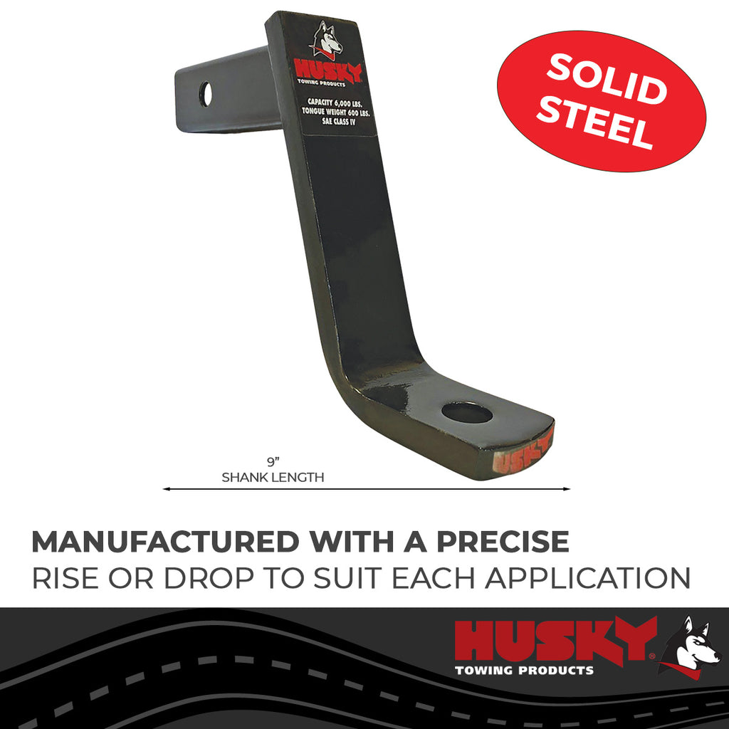 Husky Towing 31361 Fits 2" Recvr 3500 LB Gross Wt 8" Drop/No Rise 9" Shank Lgth W/O Ball Steel