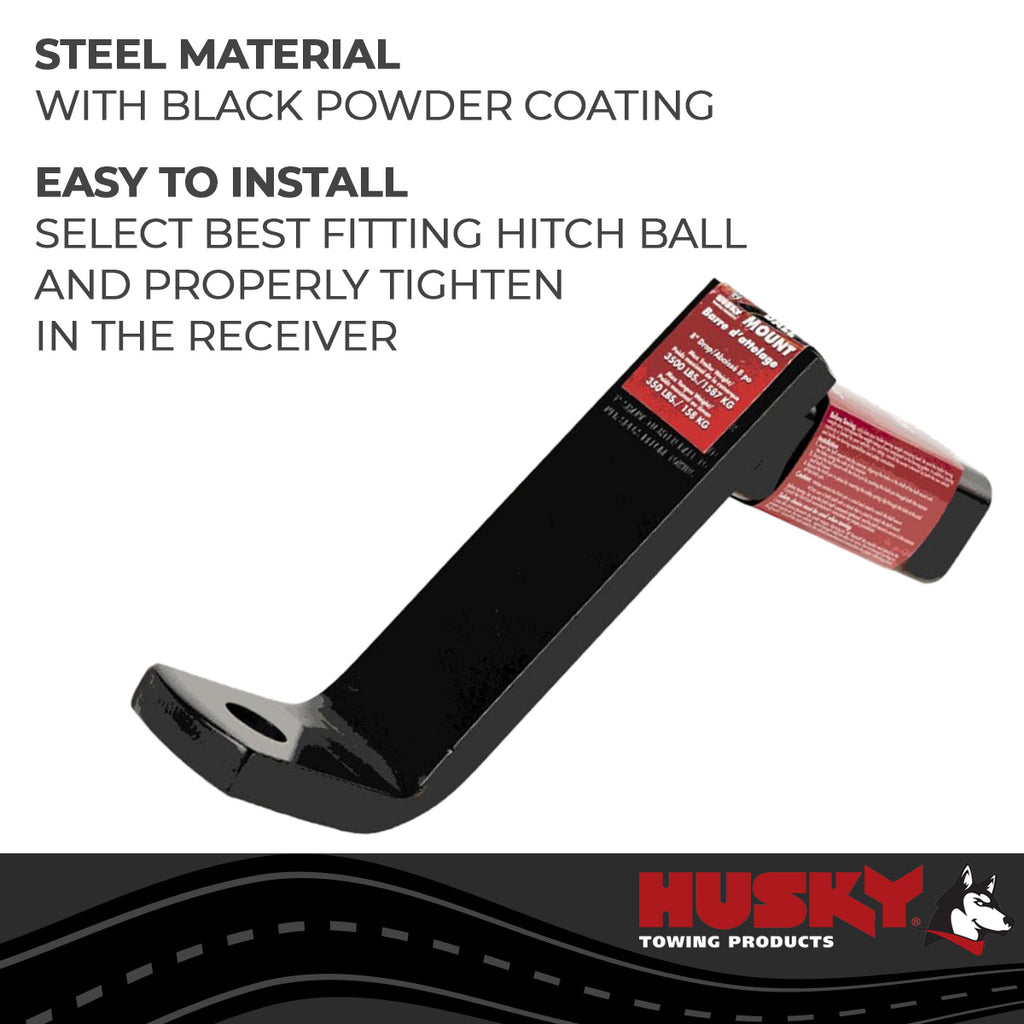 Husky Towing 31361 Fits 2" Recvr 3500 LB Gross Wt 8" Drop/No Rise 9" Shank Lgth W/O Ball Steel