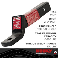 Load image into Gallery viewer, Husky Towing 31362 Fits 2" Recvr 6K Gross Wt 2-1/4" Drop/1" Rise 10-1/2" Shank Lgth W/O Ball Steel