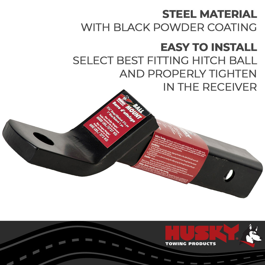 Husky Towing 31362 Fits 2" Recvr 6K Gross Wt 2-1/4" Drop/1" Rise 10-1/2" Shank Lgth W/O Ball Steel