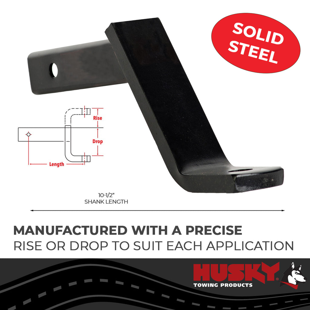 Husky Towing 31363 Fits 2" Recvr 5K Gross Wt 6" Drop/4-3/4" Rise 11-1/2" Shank Lgth W/O Ball Steel