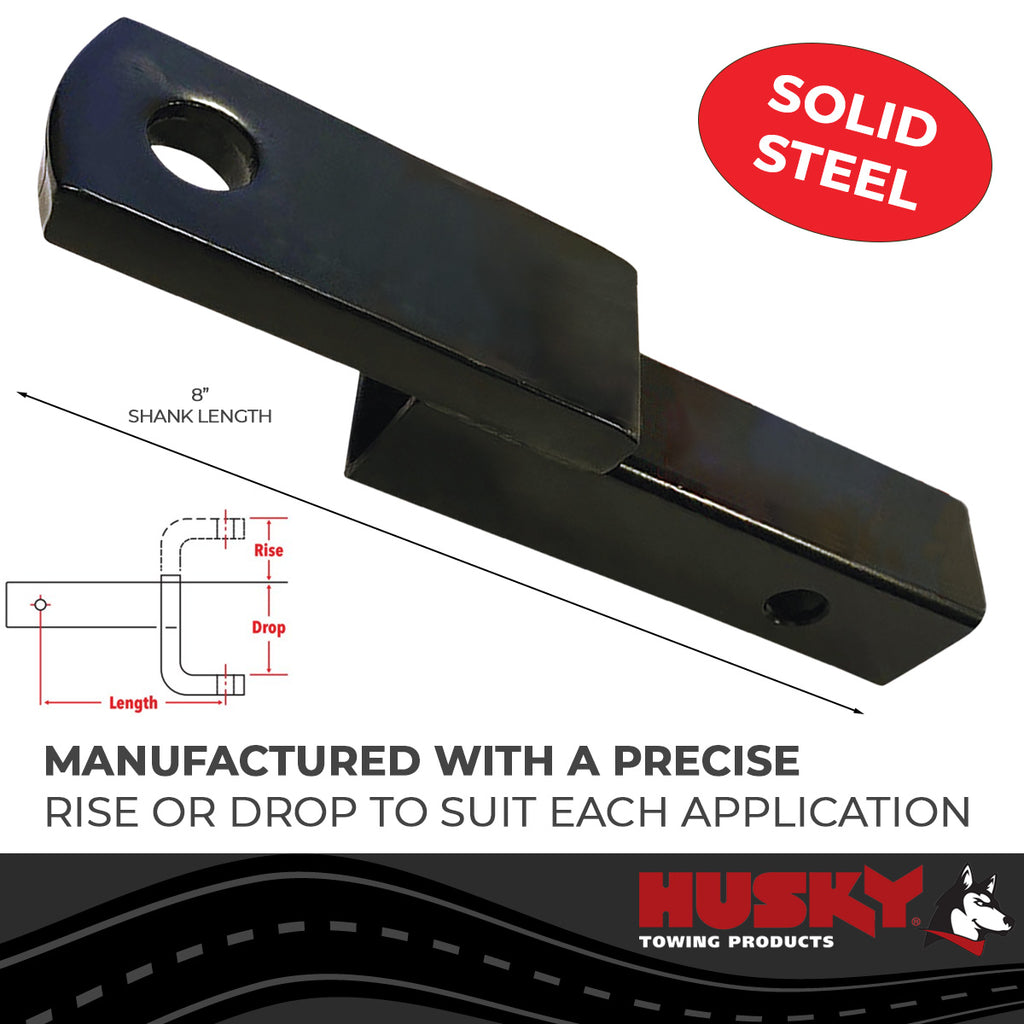 Husky Towing 31364 Fits 2" Recvr 6K Gross Wt 2" Drop/3/4" Rise 8" Shank Length W/O Ball Steel