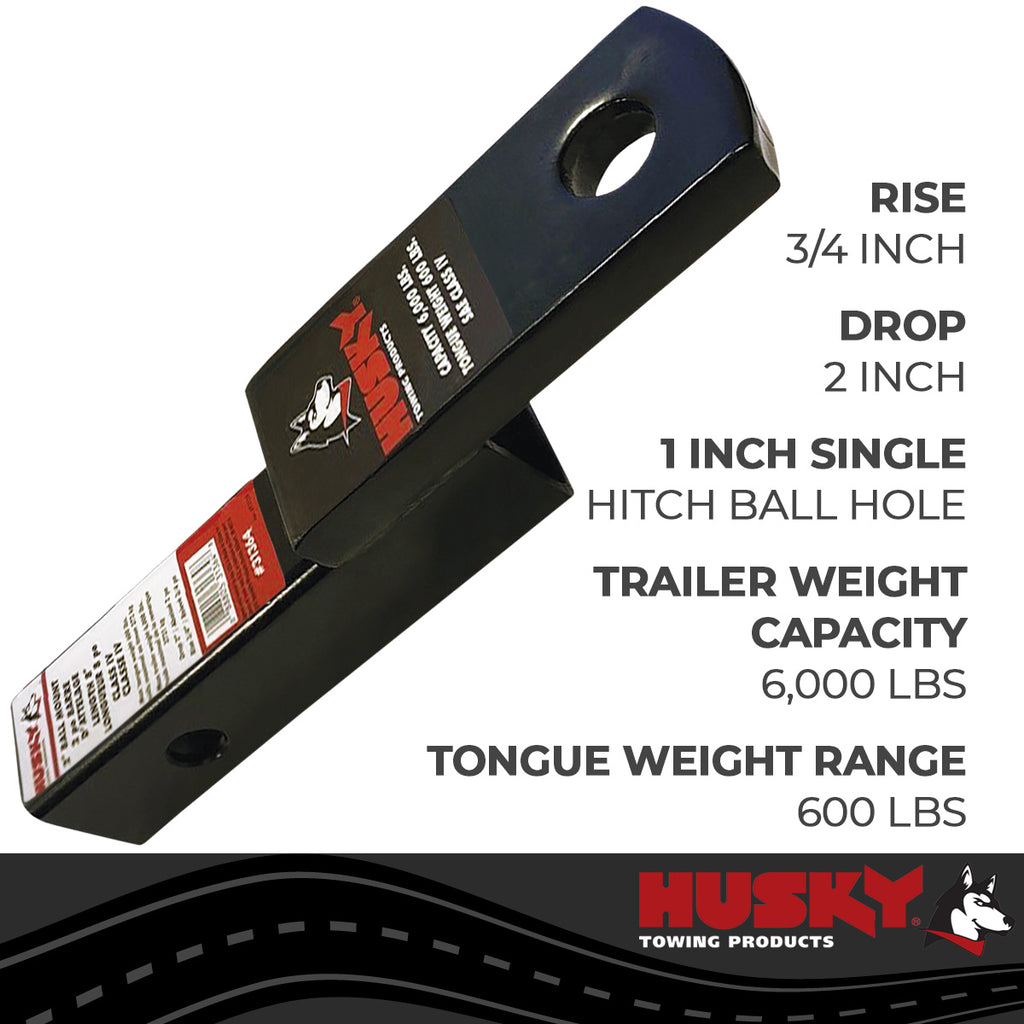 Husky Towing 31364 Fits 2" Recvr 6K Gross Wt 2" Drop/3/4" Rise 8" Shank Length W/O Ball Steel