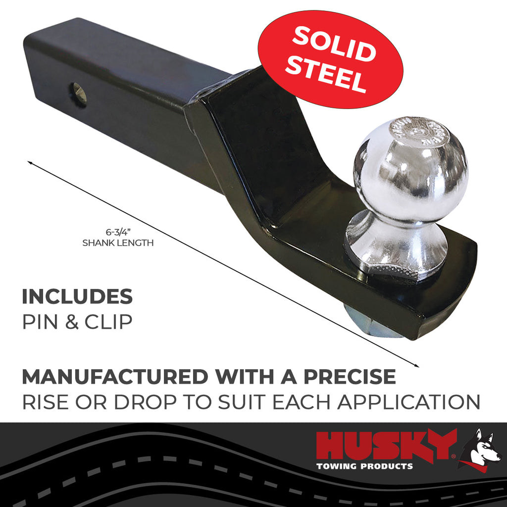 Husky Towing 31366 Fits 2" Recvr 6K Gross Wt 3/4" Rise 6-3/4" Shank Length Inc Pin & Clip