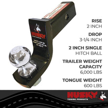Load image into Gallery viewer, Husky Towing 31367 Fits 2" Recvr 6K Gross Wt 2" Drop/3-1/4" Rise 6-3/4" Shank Inc Pin &amp; Clip