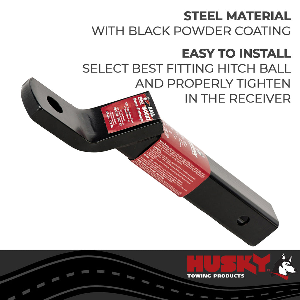 Husky Towing 31369 Fits 2" Recvr 6K Gross Wt 2-1/4" Drop/1" Rise 12" Shank Length 1" Ball Shank Dia