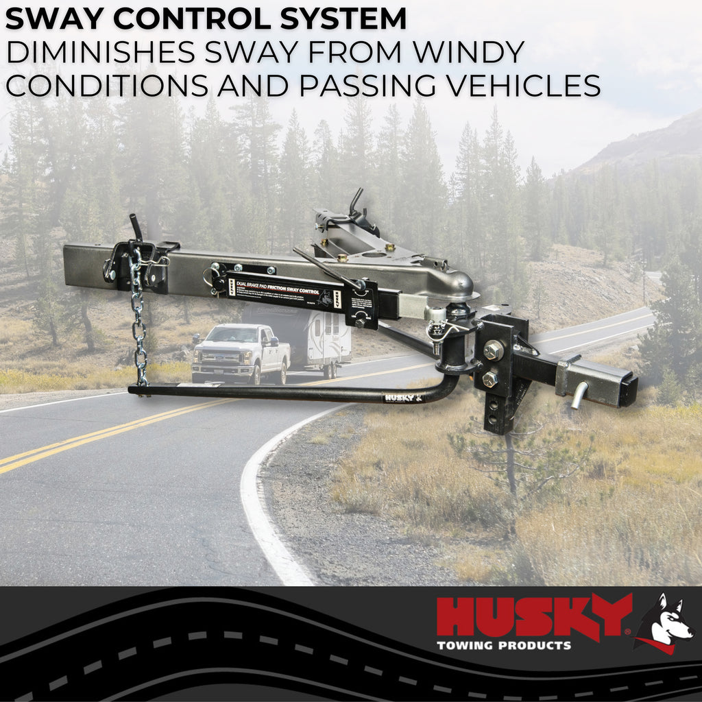 Husky Towing 31995 Round Bar 600 LB Tongue Weight Includes Shank With 2" Ball & Sway Control Pack