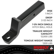 Load image into Gallery viewer, Husky Towing 33004 Fits 2-1/2" Recvr 2-1/2" Drop/1" Rise 9-1/2" Shank W/O Ball