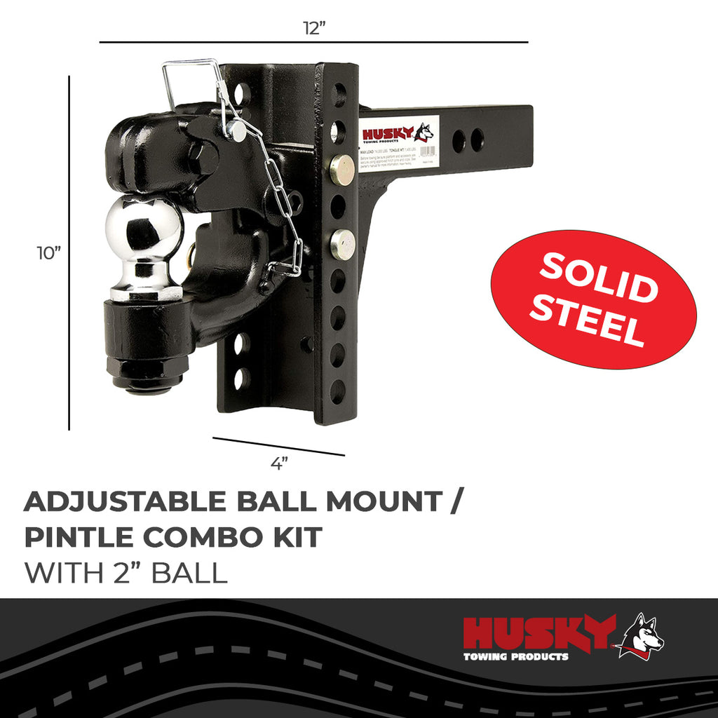 Husky Towing 33109 2" Recvr Mnt 2" Ball/2" Sqr Solid Shank 14K Gross Wt Black