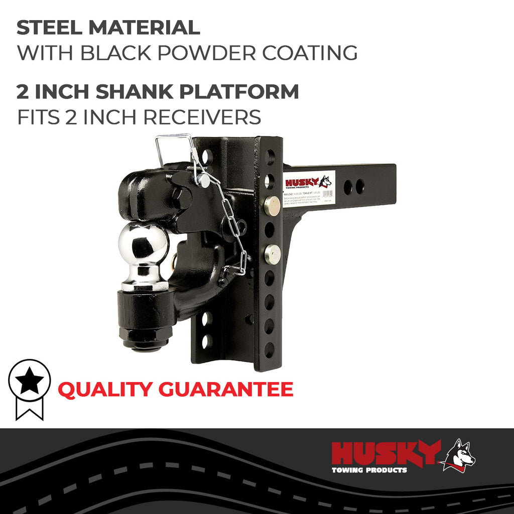 Husky Towing 33109 2" Recvr Mnt 2" Ball/2" Sqr Solid Shank 14K Gross Wt Black