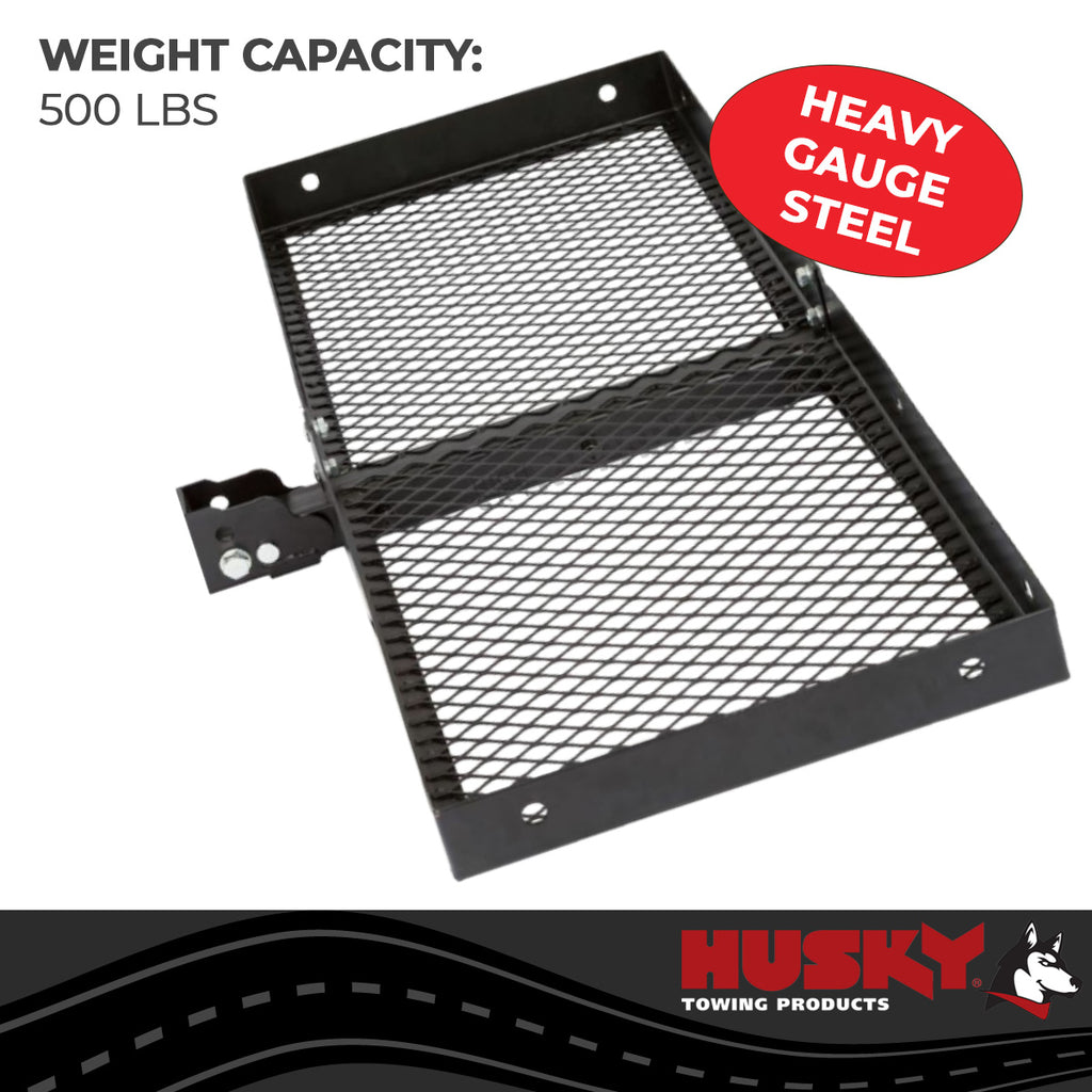 Husky Towing 81148 Mounts In 2" Receiver 500 LB Cap 60" x 23-1/2" x 3" Mesh Non-Folding