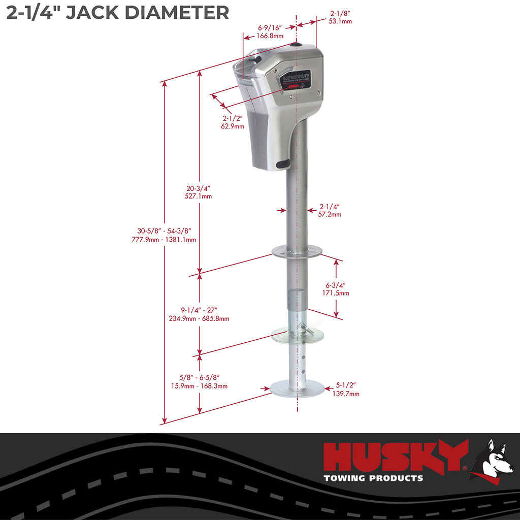 Husky Towing 82022 Elect 5K Cap 18" Travel with 6" Drop Down Leg 3 HO LEDS