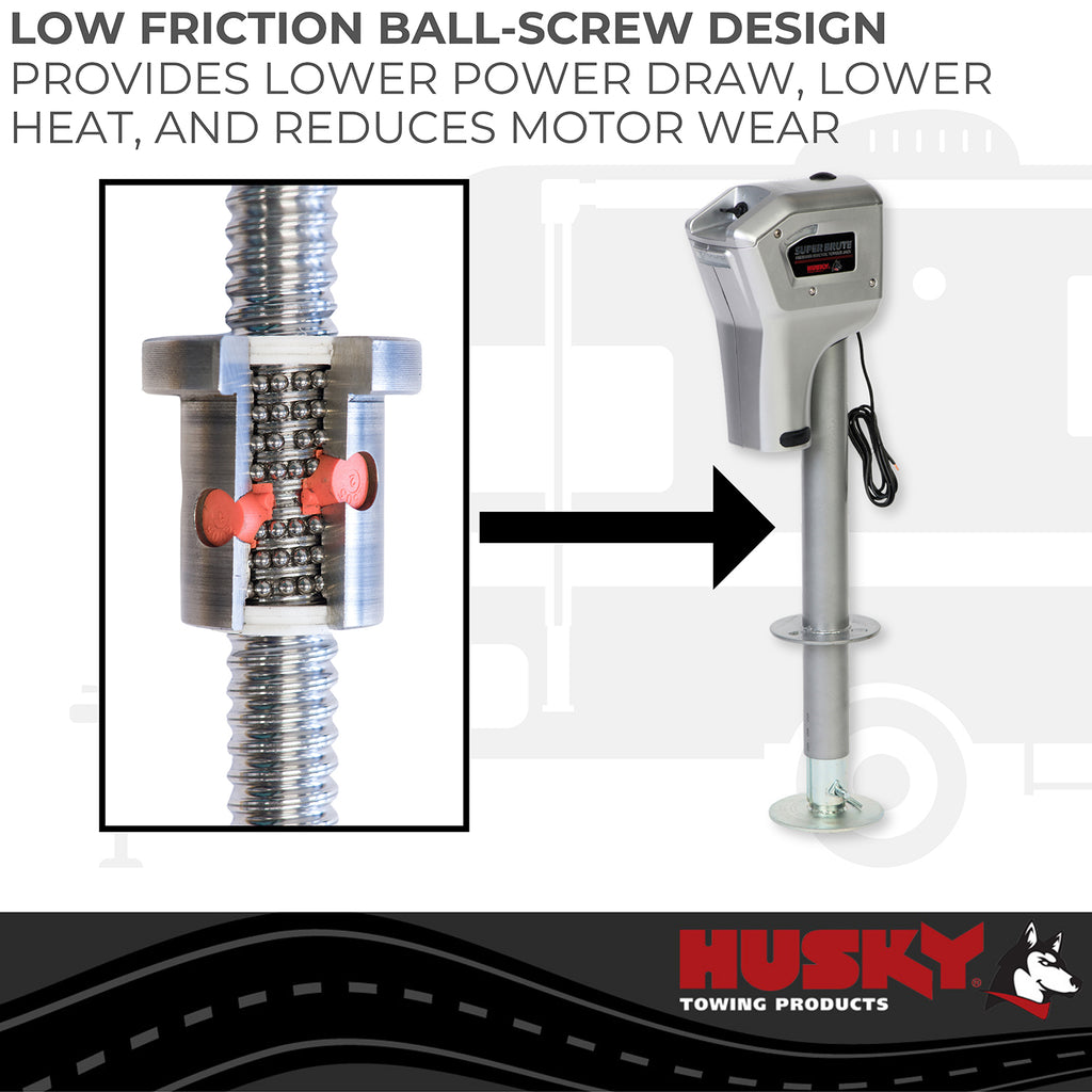 Husky Towing 82022 Elect 5K Cap 18" Travel with 6" Drop Down Leg 3 HO LEDS