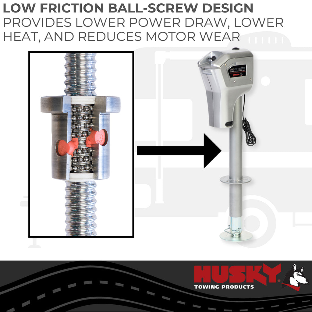 Husky Towing 82084 Elect 4K Cap 18" Travel With 6" Drop Down Leg 3 HO LEDS Without Remote Silver