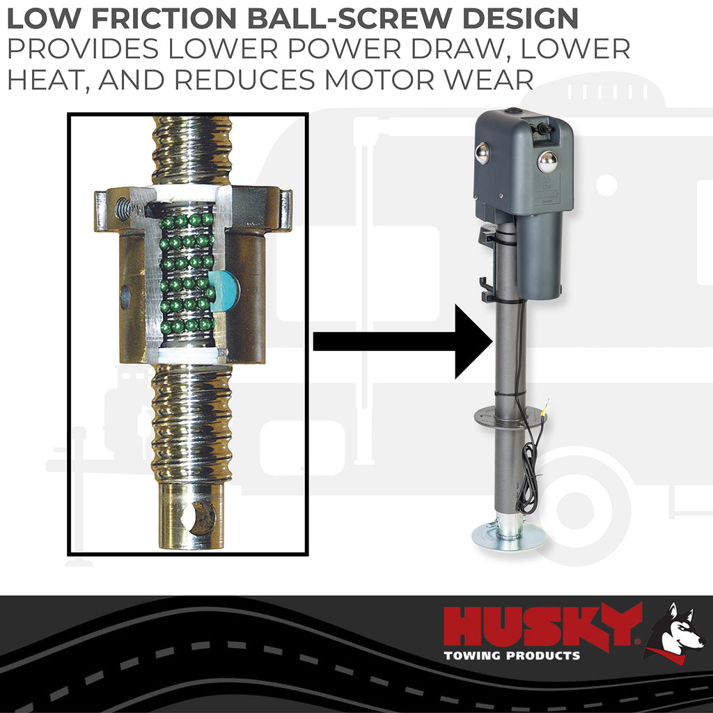 Husky Towing 87247 Elect 4500 LB Cap 18" Travel With 6" Drop Down Leg 3 St& LEDS W/O Remote Slvr