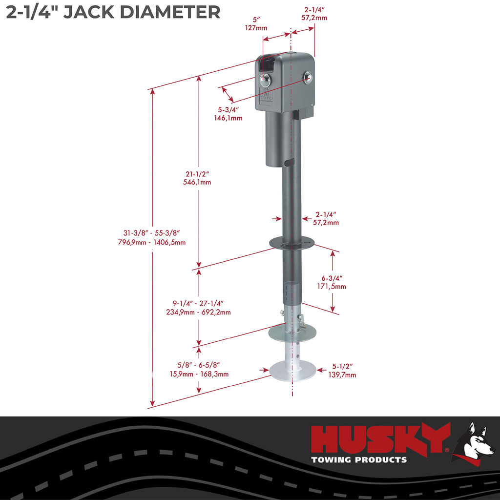 Husky Towing 87641 Elect 4500 LB Cap 18" Travel With 6" Drop Down Leg 3 St& LEDS With Remote Slvr