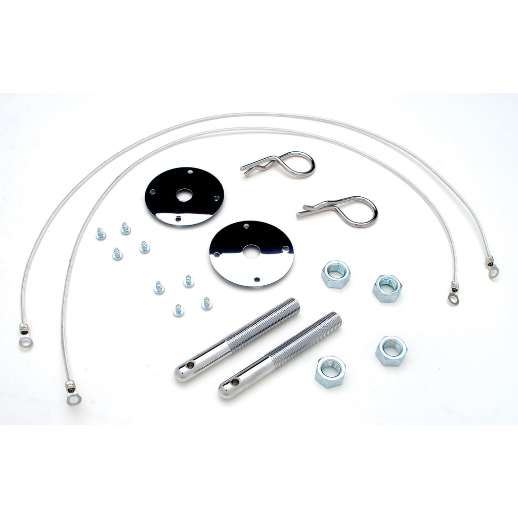 Hairpin-Style-Hood-Pin-Set-With-Lanyards-(1-Pr)Chrome195964-Pontiac-Engines