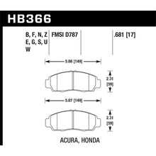 Load image into Gallery viewer, Hawk-04-Accord-Tsx--99-08-Tl--01-03-Cl--08-Honda-Accord-Ex-Hp-Street-Front-Brake-Pads