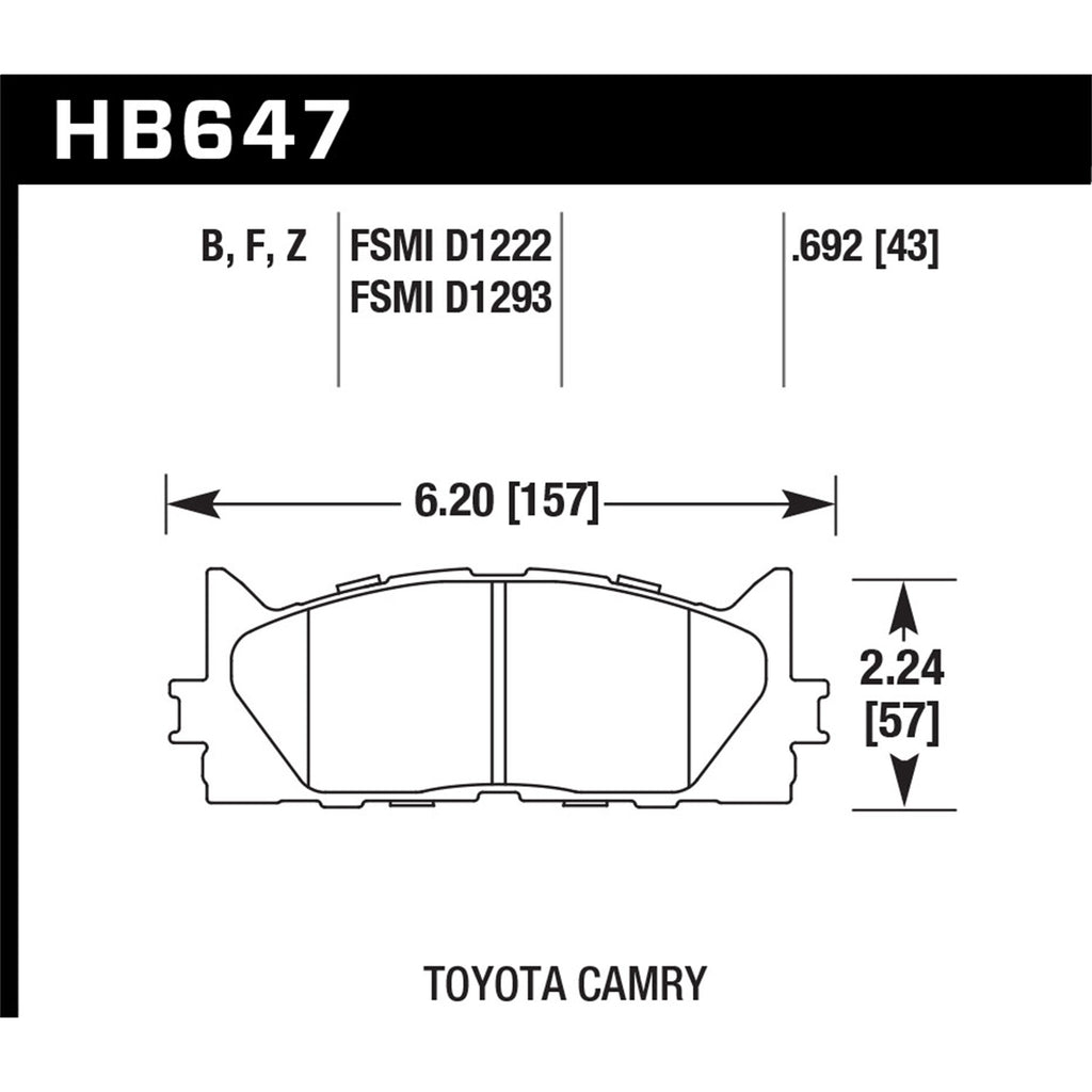 Hawk-10-Lexus-Es350--07-11-Toyota-Camry-SeXle-Hps-Street-Front-Brake-Pads