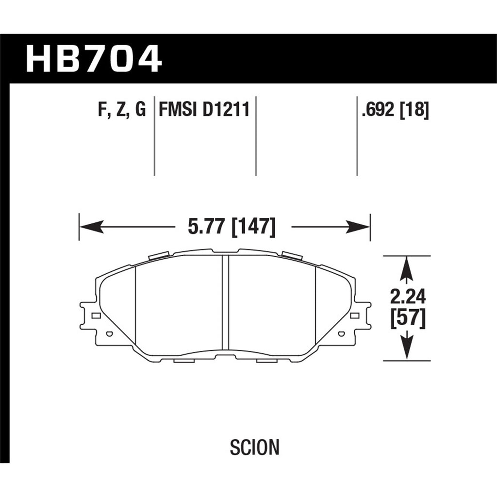 Hawk-11-16-Scion-Tc--09-13-Toyota-Matrix-Dtc-60-Race-Front-Brake-Pads