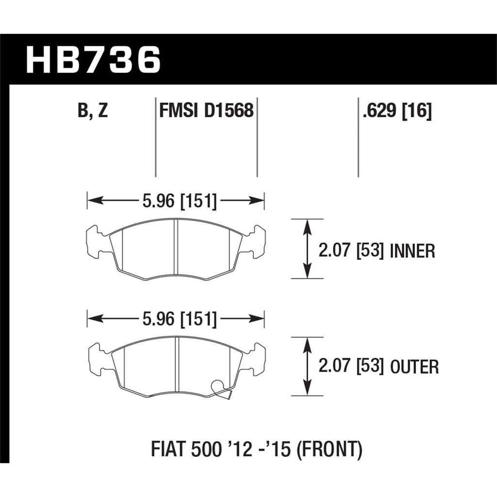 Hawk-12-15-Fiat-500-Hps-5.0-Front-Brake-Pads