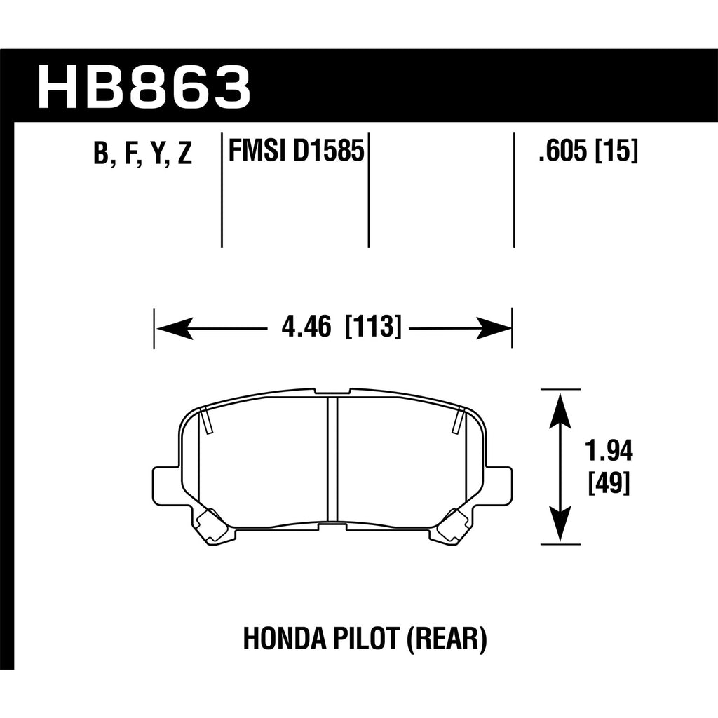 Hawk-12-15-Honda-Pilot-Hps-5.0-Rear-Brake-Pads