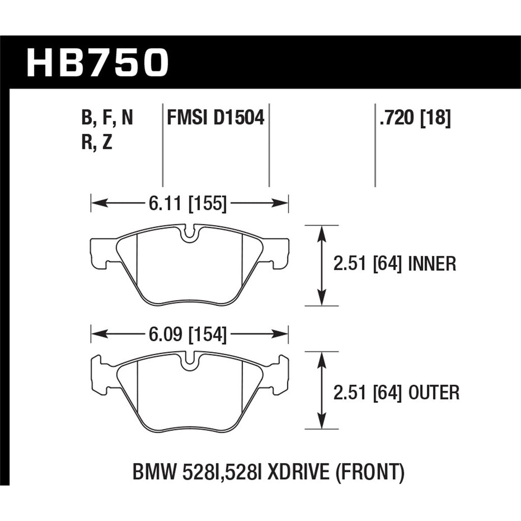 Hawk-13-14-Bmw-528I--528I-Xdrive-Hps-5.0-Front-Brake-Pads