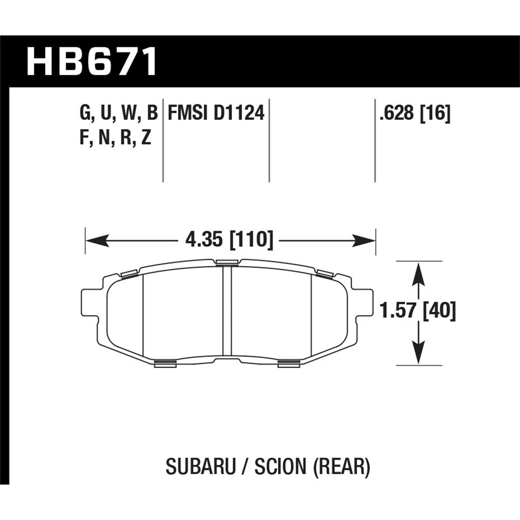 Hawk-13-16-Scion-Fr-S-2.0L-Base-Oe-Incl.Clips-Shims-Rear-Er-1-Brake-Pads
