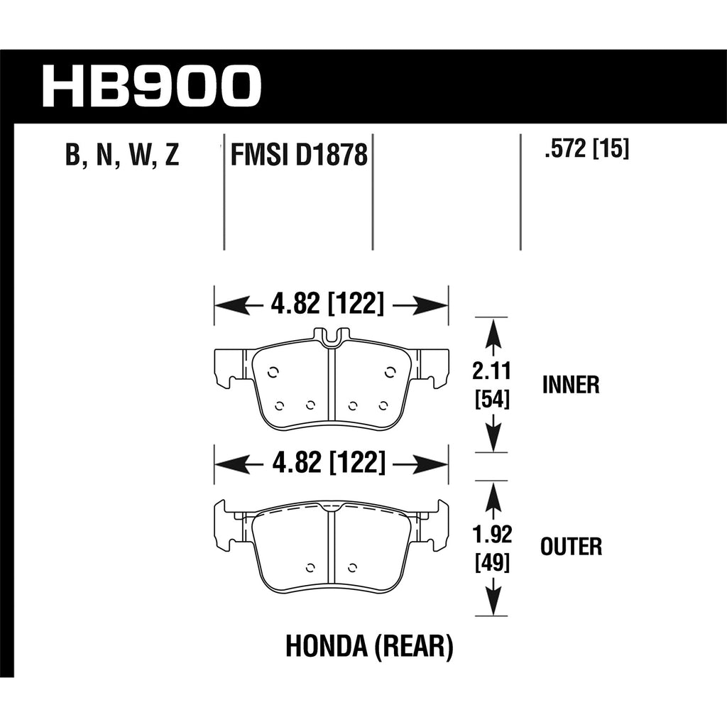 Hawk-16-17-Honda-Civic-Hps-5.0-Rear-Brake-Pads