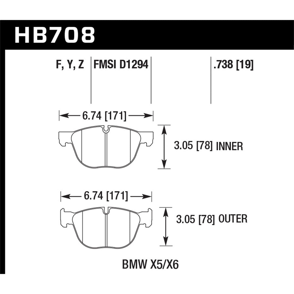 Hawk-18-19-Bmw-X6-Xdrive35i-3.0L-Hps-5.0-Front-Brake-Pads