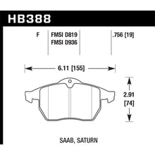 Load image into Gallery viewer, Hawk-99-02-Saab-9-399-04-Saab-9-5-D819-Hps-Street-Front-Brake-Pads