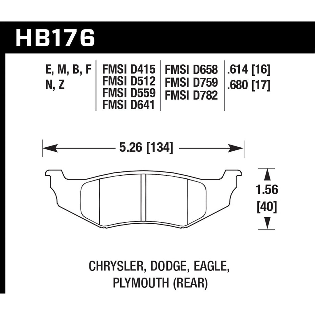 Hawk-Chrysler--Dodge--Plymouth-Blue-9012-Rear-Race-Brake-Pads