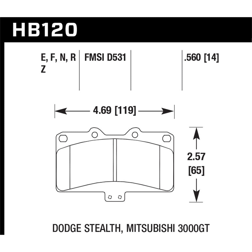 Hawk-Mitsubishi-3000-Gt-Vr4-Dodge-Stealth-RT-4Wd-Hps-Street-Front-Brake-Pads