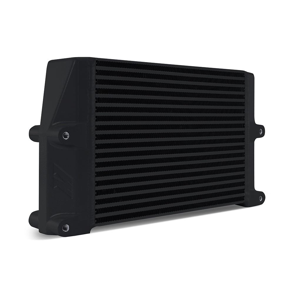 Heavy-Duty-Bar-And-Plate-Oil-Cooler,-10In-Core,-Same-Side-Outlets,-Black