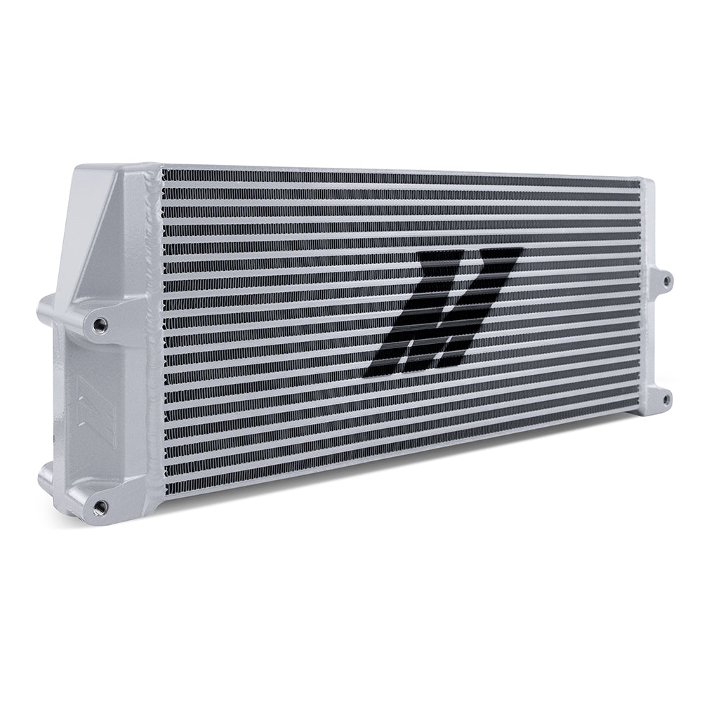 Heavy-Duty-Bar-And-Plate-Oil-Cooler,-17In-Core,-Same-Side-Outlets,-Silver