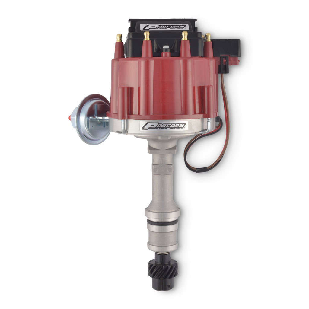 Hei-Distributor-For-Oldsmobile-260-455-V8-Engines;-Red-Cap;-Natural-Finish