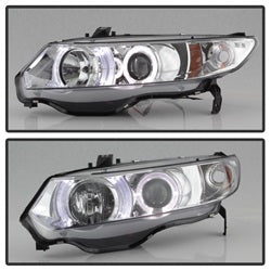 Honda-Civic-06-08-2Dr-Projector-Headlights-Led-Halo-Chrome-High-H1-Low-H1-Pro-Yd-Hc06-2D-Hl-C