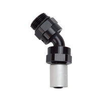 Load image into Gallery viewer, Hose-End-Crimp-On-10-Sae-Port-Male-To-8-Hose-45-Deg-Swivel-Blk-Anodized