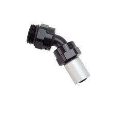 Load image into Gallery viewer, Hose-End-Crimp-On-10-Sae-Port-Male-To-8-Hose-45-Deg-Swivel-Blk-Anodized